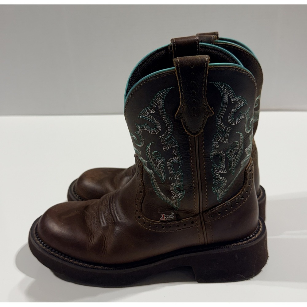 JUSTIN Gypsy - Women's Boots - Brown Leather Western Cowboy GY9606 - Size 7B - Picture 9 of 10